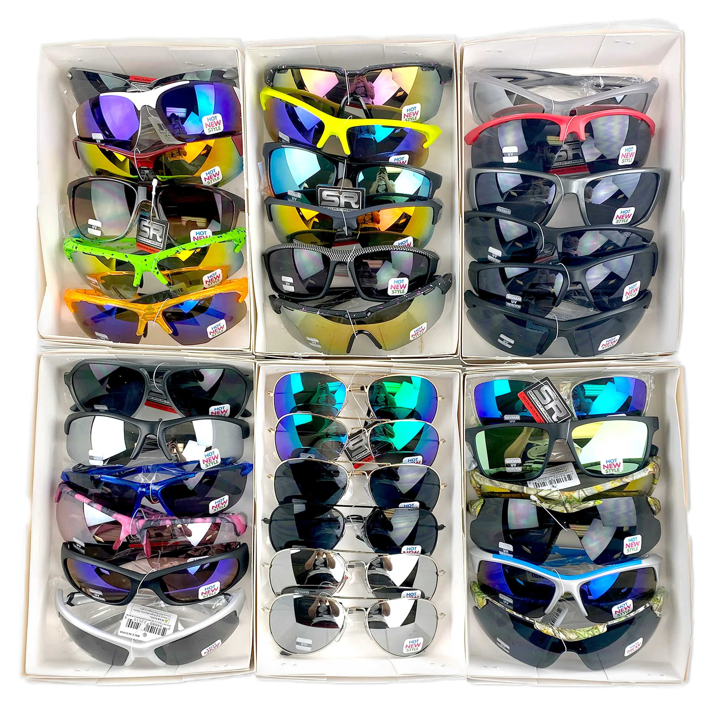 Sunglasses Sport Rayz Assortment Floor Display - 48 Pieces Per Retail Ready Display 88442 DRIVER'S EDGE