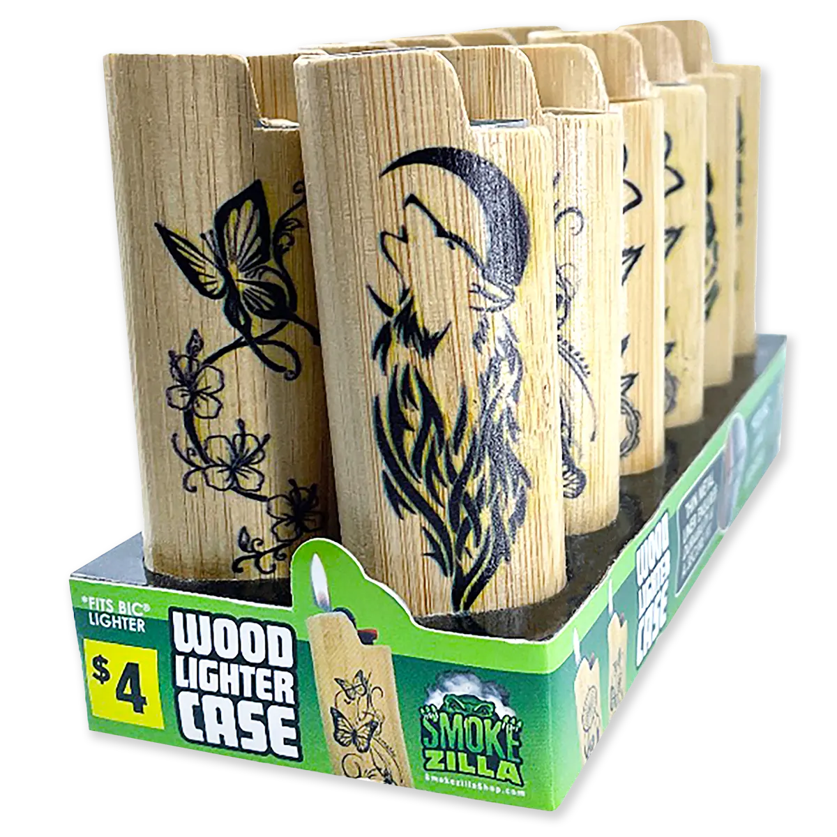 Wood Lighter Case - 12 Pieces Per Retail Ready Display 41349 SMOKEZILLA