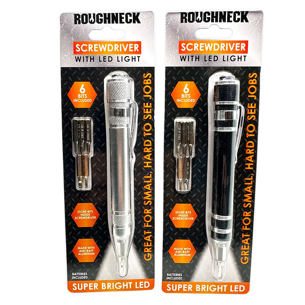 Screwdriver with LED Light - 4 Pieces Per Retail Ready Display 41667 ROUGHNECK