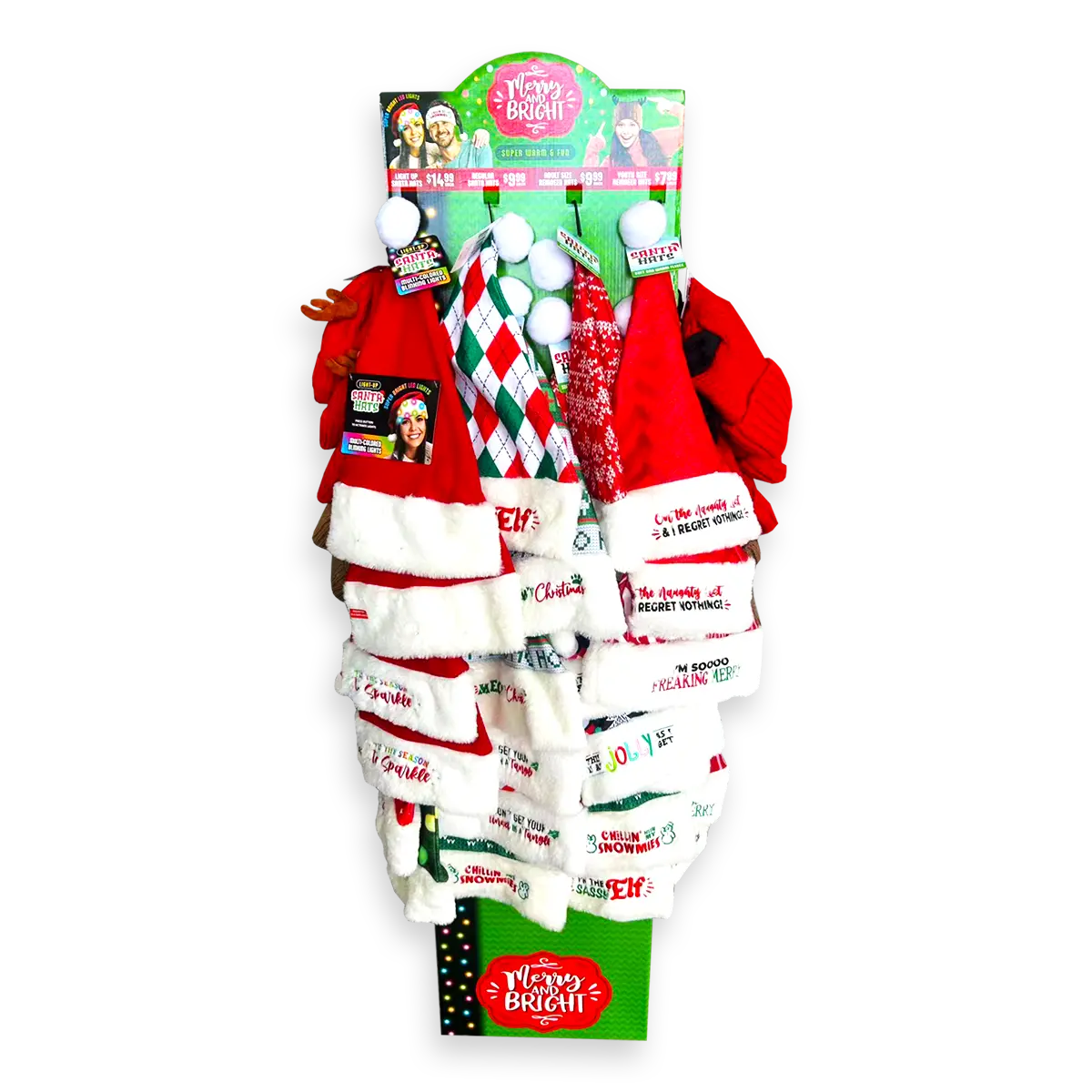 Christmas Hat Assortment Floor Display - 36 Pieces Per Retail Ready Display 88464 NOVELTY INC