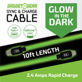 Charging Cable Glow in The Dark Assortment 10FT - 6 Pieces Per Retail Ready Display 25113 GADGET GEAR