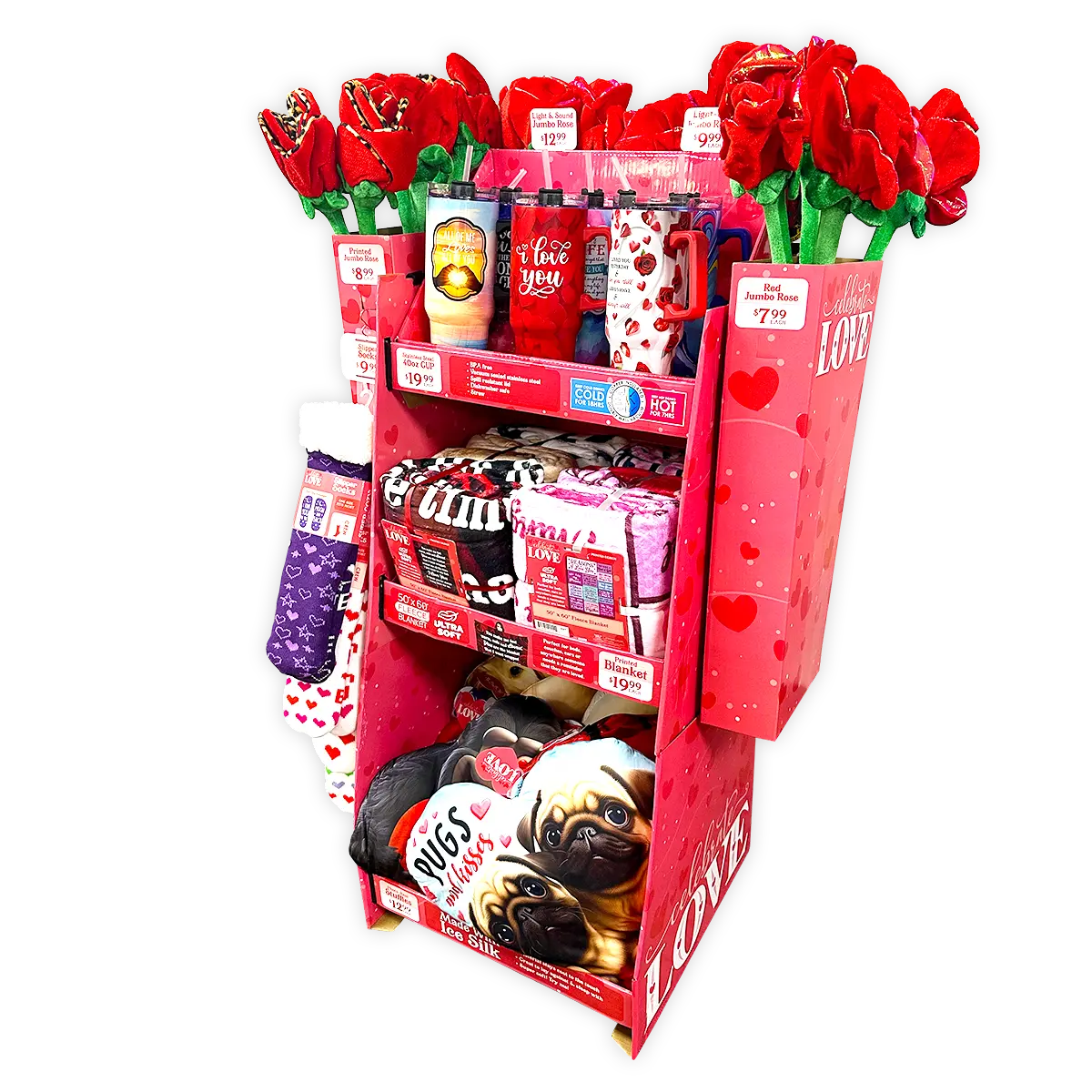 Valentine's Day Plush and Gift Assortment Floor Display - 48 Pieces Per Retail Ready Display 88501 KIPP BROTHERS