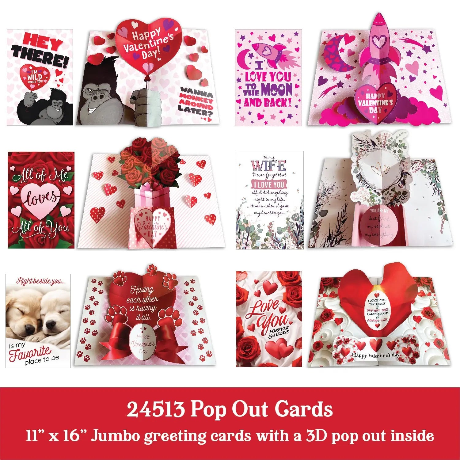 Valentine's Day Glass and Gift Assortment Floor Display - 81 Pieces Per Retail Ready Display 88504 KIPP BROTHERS