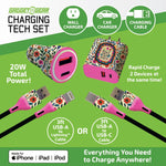 Charging Tech Set USB-C / Lightning Cable Assortment 3FT 20 Watts - 6 Pieces Per Retail Ready Display 88601 GADGET GEAR