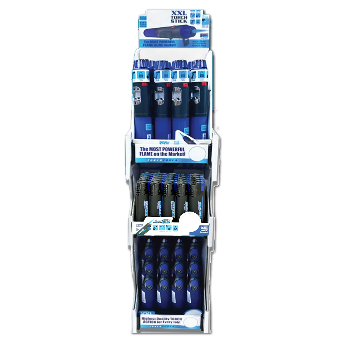 Torch Tower – 3 Tier Countertop Assortment - 49 Pieces Per Retail Ready Display 88670 TORCH BLUE