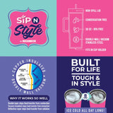 40 oz Insulated Printed Cup Assortment Floor Display - 24 Pieces Per Retail Ready Display 88523 NOVELTY INC