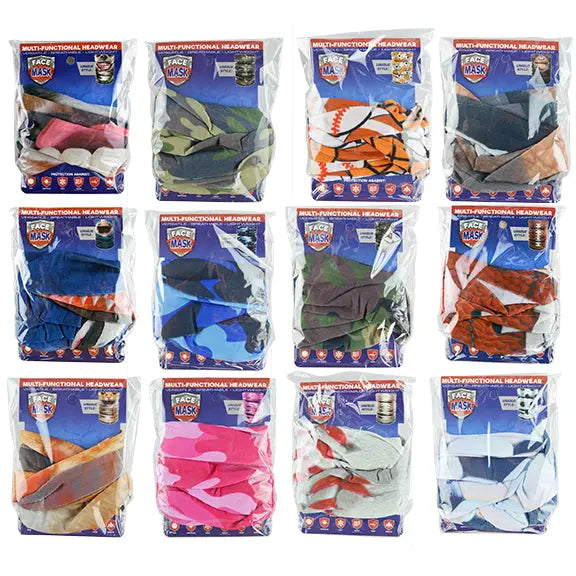Kids Tube Face Cover 12 Pieces Per Retail Ready Display 21954 NOVELTY INC