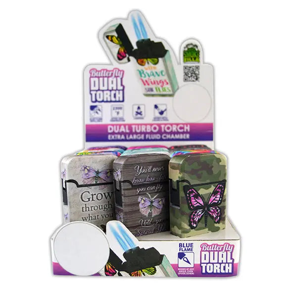 Butterfly Dual Torch Lighter - 12 Pieces Per Retail Ready Display 22336 SMOKEZILLA