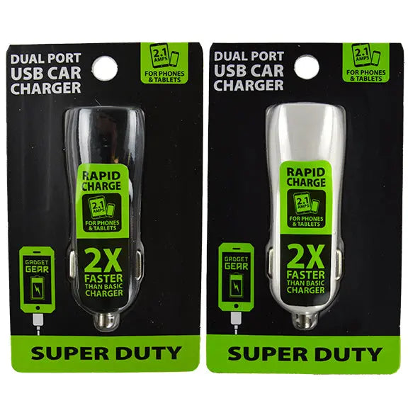 Car Charger with Dual USB Ports 2.1 Amp - 3 Pieces Per Pack 22459 GADGET GEAR
