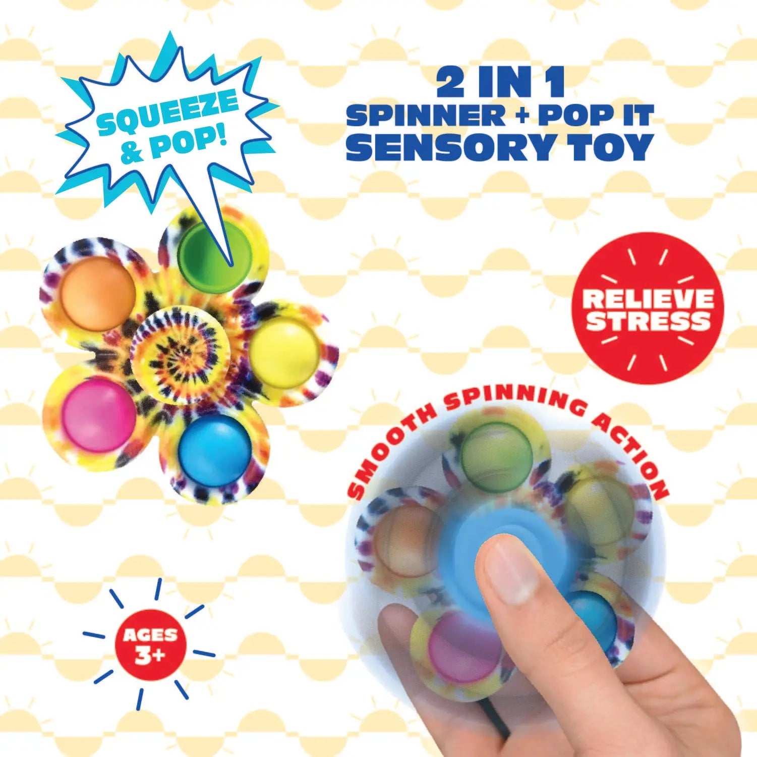 Fidget Pop Spinner Toy - 24 Pieces Per Retail Ready Display 23035 KIPP BROTHERS