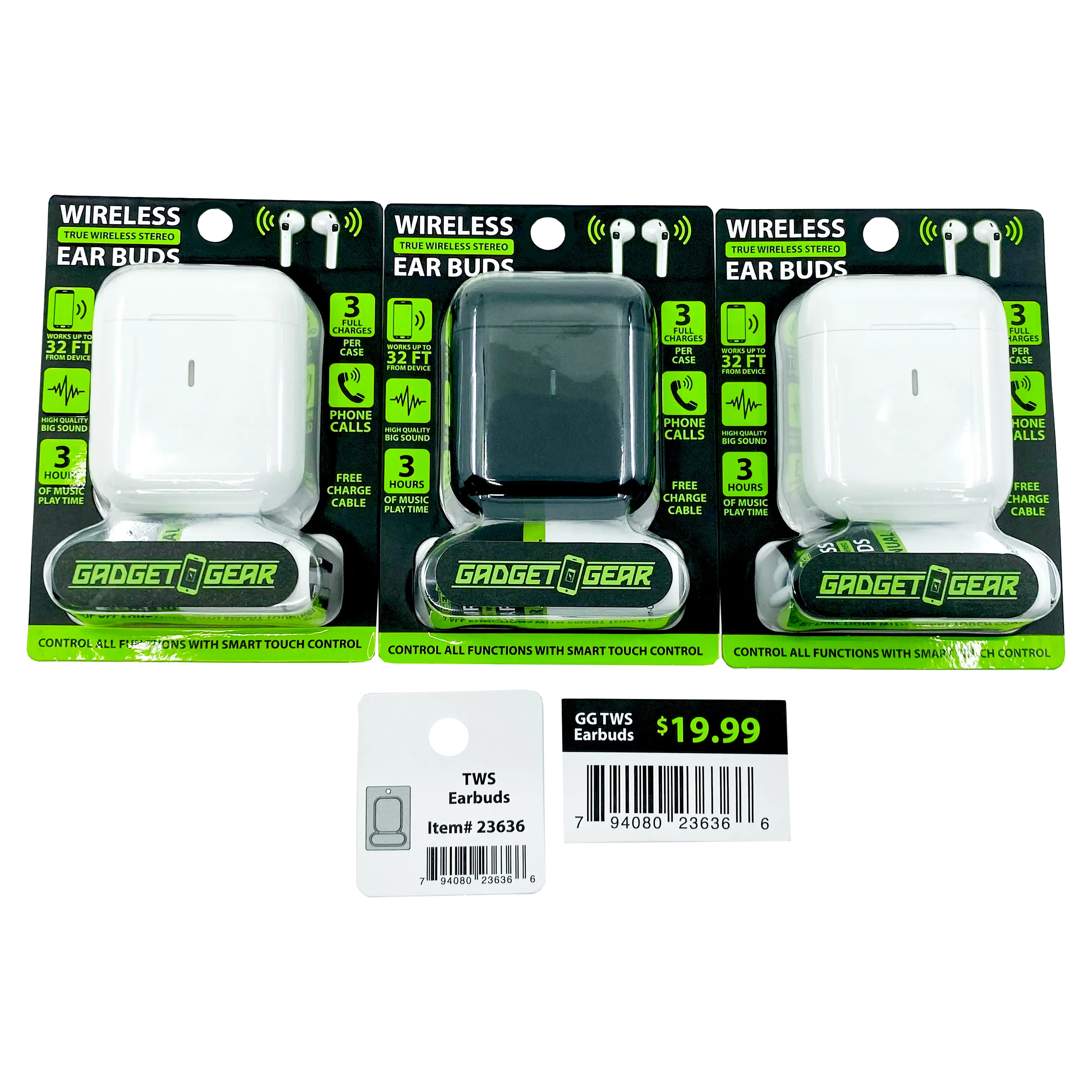 Wireless Earbuds with Case - 3 Pieces Per Pack 23636 GADGET GEAR