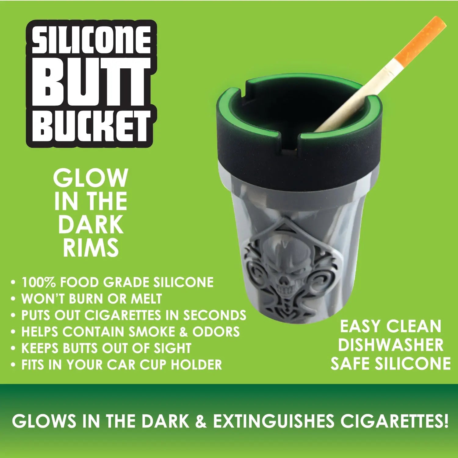 Silicone Butt Bucket Ashtray - 3 Per Retail Ready Display 41390 SMOKEZILLA