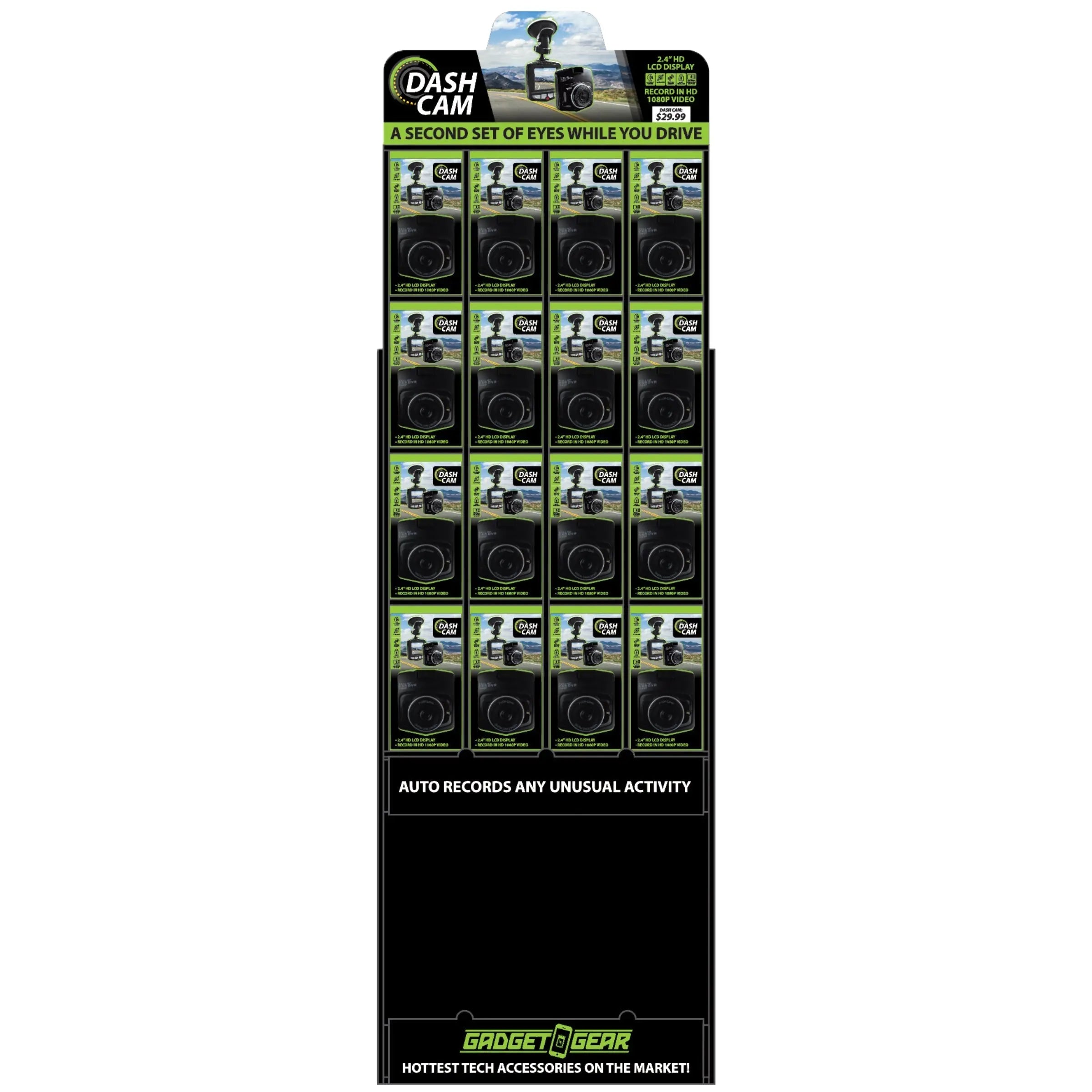 Dash Cam Floor Display - 16 Pieces Per Retail Ready Display 88368 GADGET GEAR