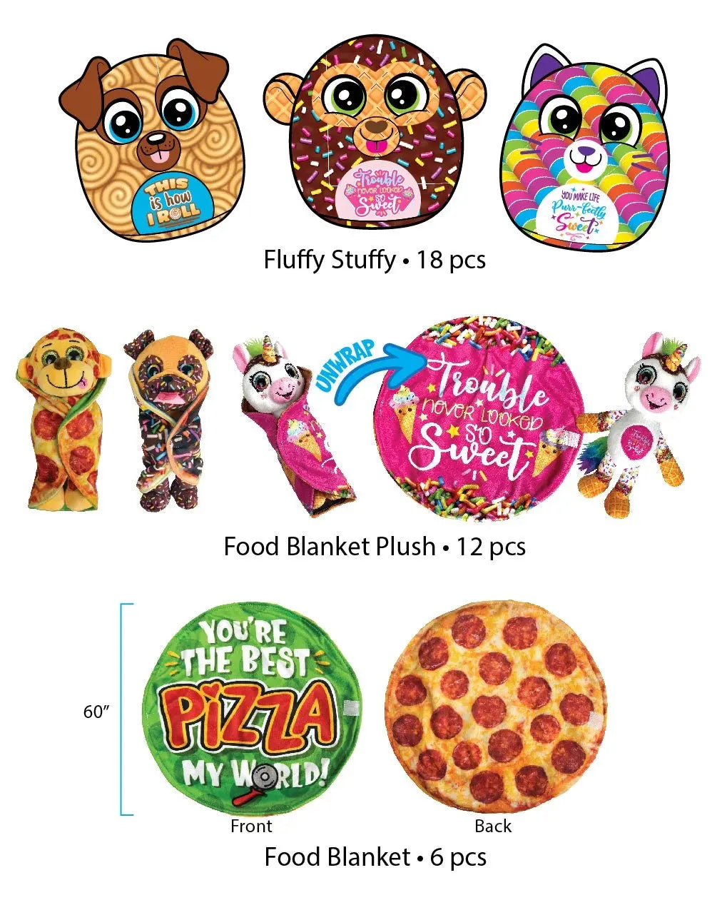 Blanket Plush Floor Display Assortment Floor Display - 36 Pieces Per Retail Ready Display 88399 KIPP BROTHERS