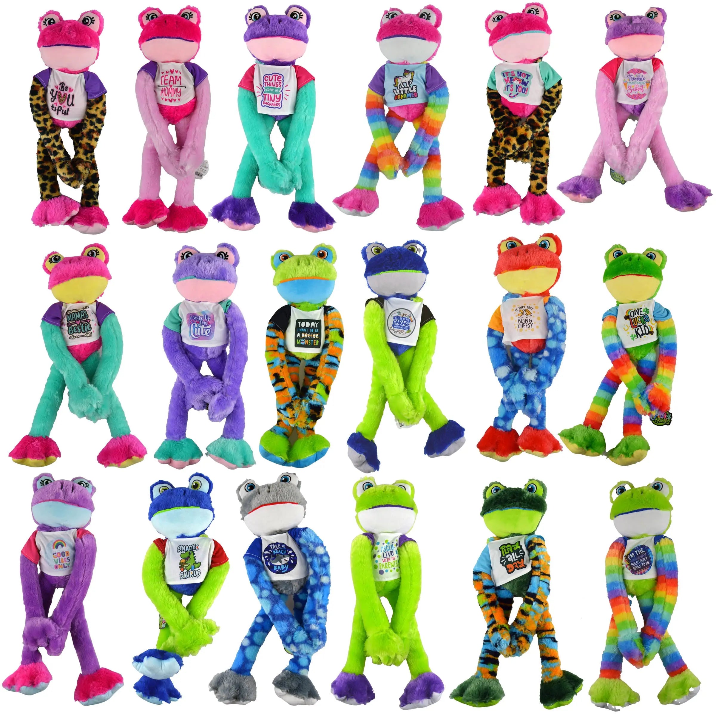 Plush Long Arm Frog Assortment Floor Display - 39 Pieces Per Retail Ready Display 88275 KIPP BROTHERS