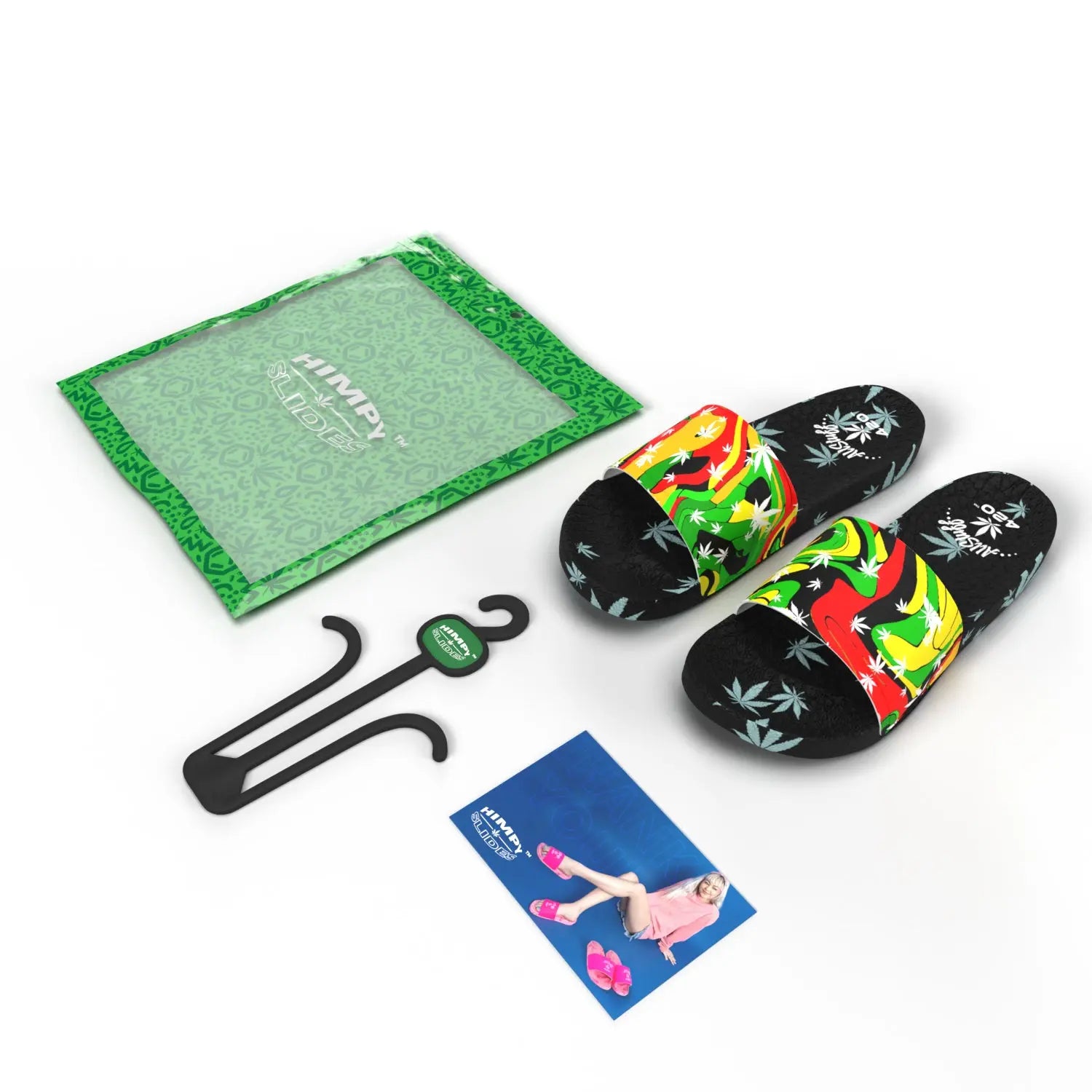 Himpy Slides - Mens Jamaican Pearl Black Sandal - 1 Pair Per Pack ALL STUFF 420