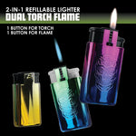 Metallic Dual Flame N Torch Lighter - 16 Pieces Per Retail Ready Display 23696 SMOKEZILLA