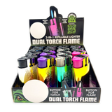 Metallic Dual Flame N Torch Lighter - 16 Pieces Per Retail Ready Display 23696 SMOKEZILLA