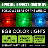 Light-Up Glass Ashtray with Multi-Color LED Lights - 6 Pieces Per Retail Ready Display 23744