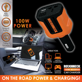 Car Charger DC 3 Port USB / USB-C / 120V Outlet 100 Watts - 4 Pieces Per Retail Ready Display 23861MN