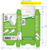 AC Wall Charger Dual USB / USB-C Ports with USB-C to USB-C Charging Cable Set 20 Watts - 3 Pieces Per Set 24628