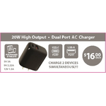 AC Wall Charger Dual Port USB / USB-C 20 Watts - 12 Pieces Per Pack 24675 NOVELTY INC