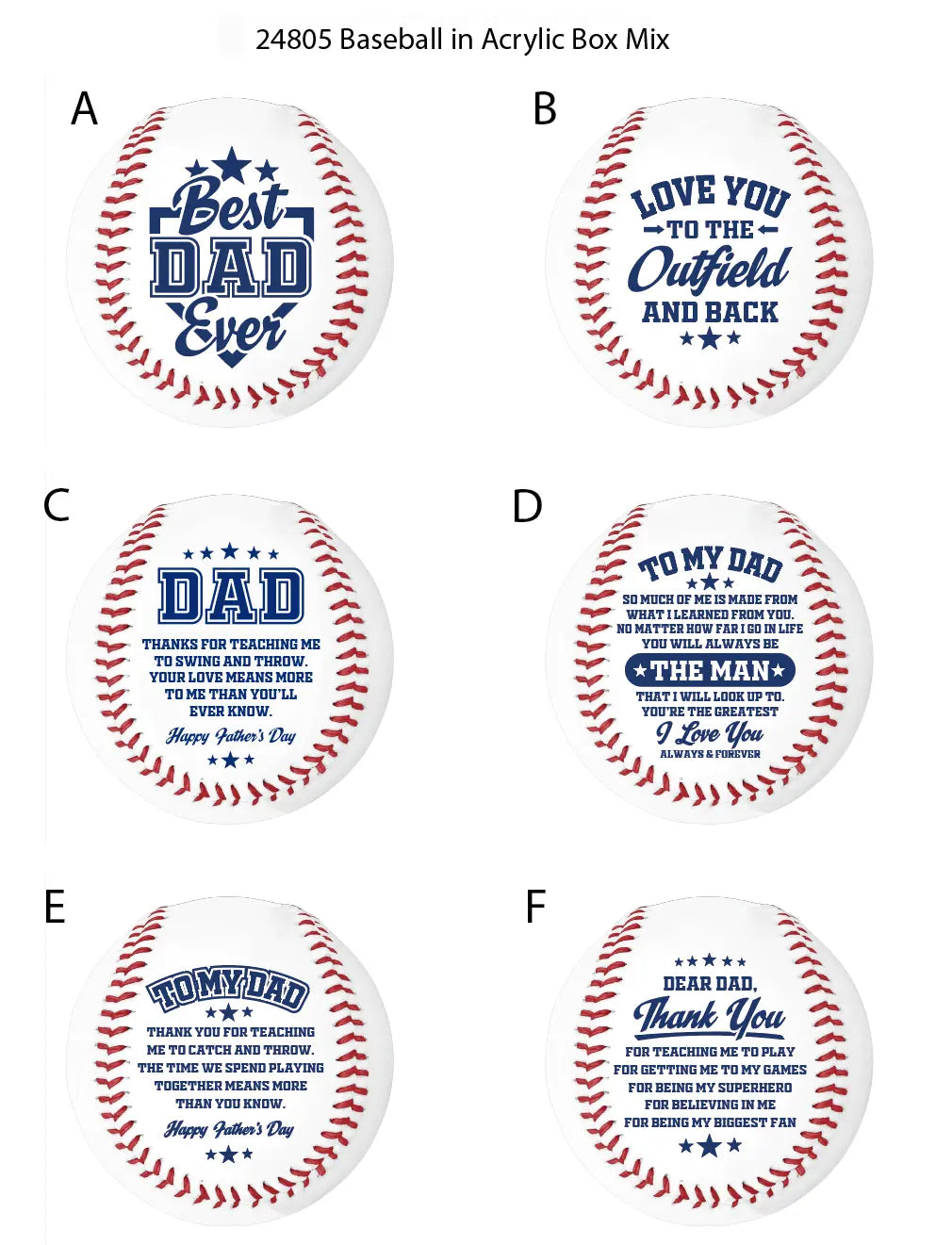 Father's Day Baseball Keepsake - 6 Pieces Per Pack 24805B KIPP BROTHERS