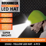 Yellow LED Light Hat 6 Pieces Per Retail Ready Display 25042