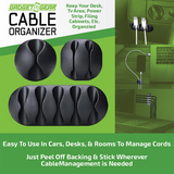 Peel+Stick Cable Organizer Sets - 6 Pieces Per Retail Ready Display 25377