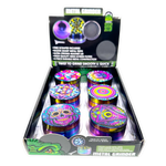 Metal 4 Piece Grinder with Printed Top - 6 Pieces Per Retail Ready Display 25552 SMOKEZILLA