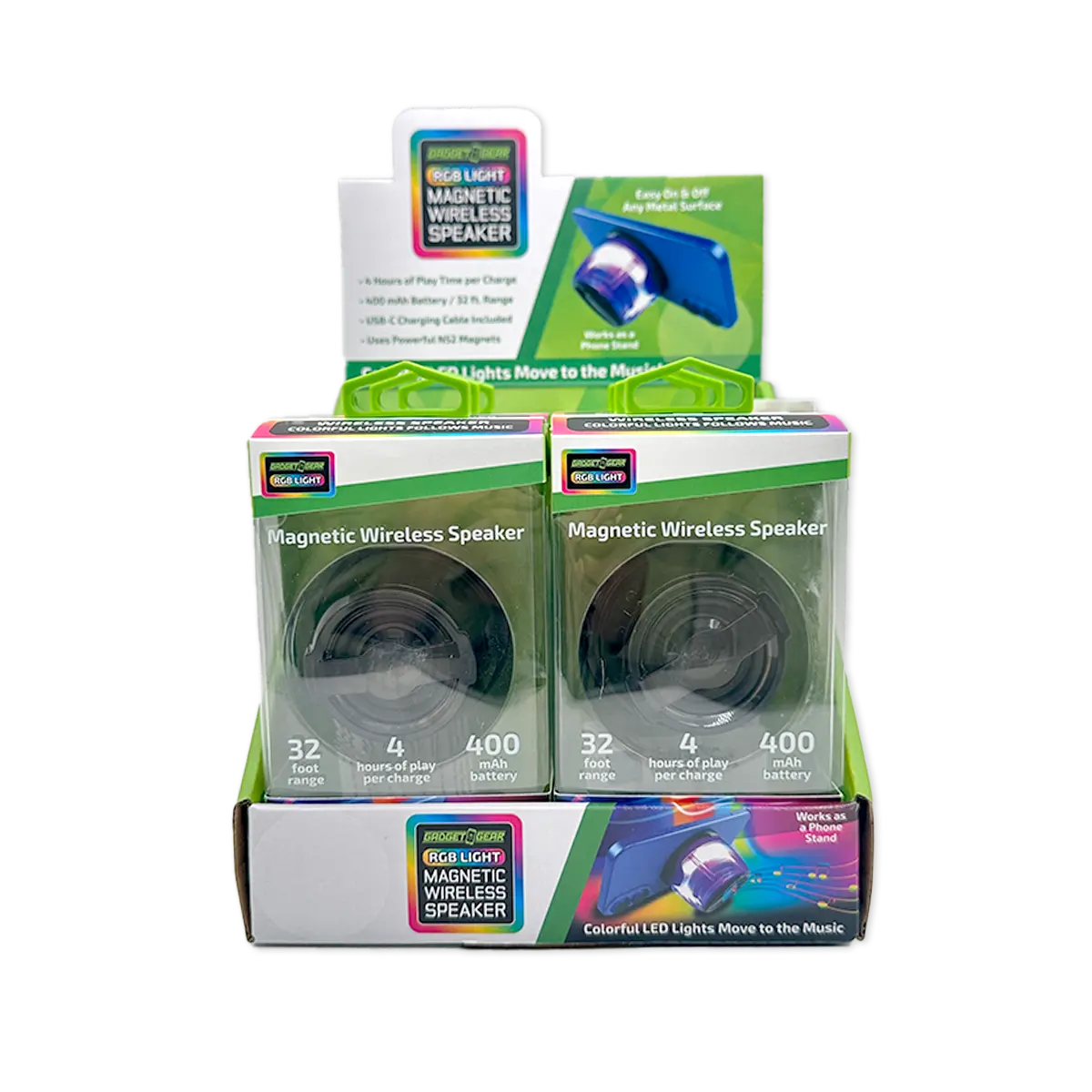 Magnetic Wireless Speaker Stand with LED Lights - 6 Pieces Per Retail Ready Display 25684 GADGET GEAR