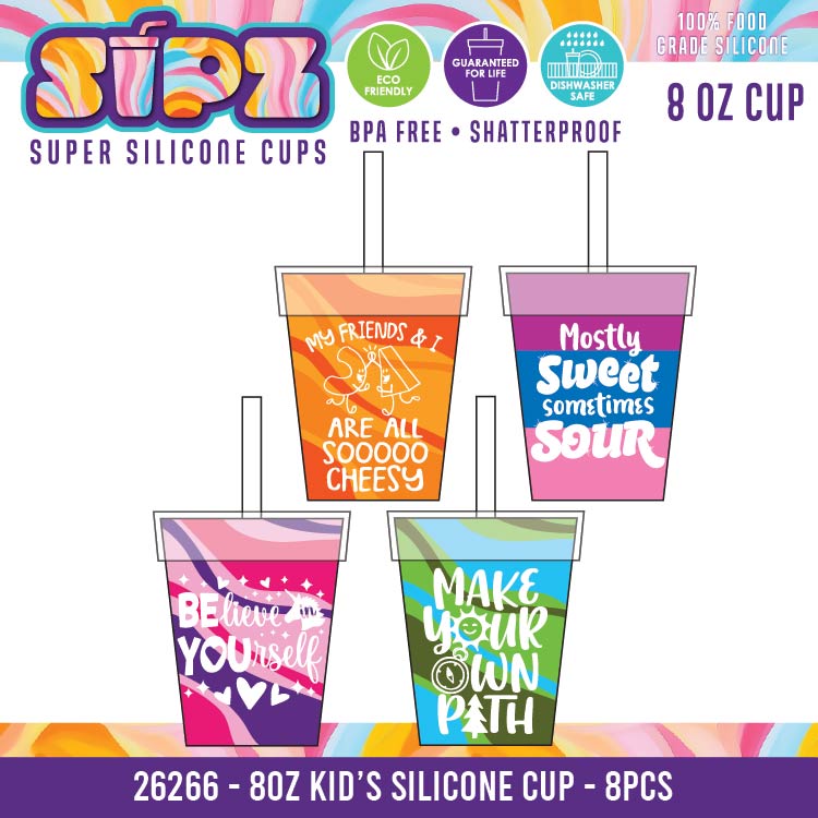 Sipz Silicone Cup Assortment Floor Display - 38 Pieces Per Retail Ready Display Kit 88622 NOVELTY INC