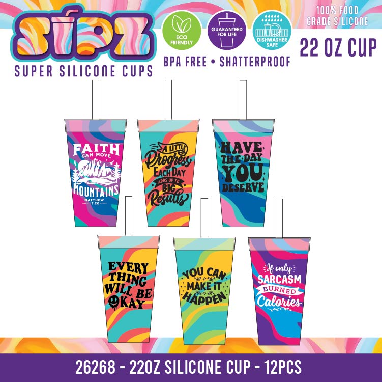 Sipz Silicone Cup Assortment Floor Display - 38 Pieces Per Retail Ready Display Kit 88622 NOVELTY INC