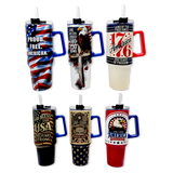 Vaso impreso patriótico de EE. UU. de 40 oz y 250 ml - 6 piezas por exhibidor listo para minoristas 26541