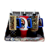 Vaso impreso patriótico de EE. UU. de 40 oz y 250 ml - 6 piezas por exhibidor listo para minoristas 26541