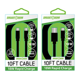Charging Cable Assortment 10FT - 6 Pieces Per Retail Ready Display 88629