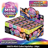 Fun Doh Mini Squishy Cube 2-Pack Set - 24 Sets Per Retail Ready Display 26673