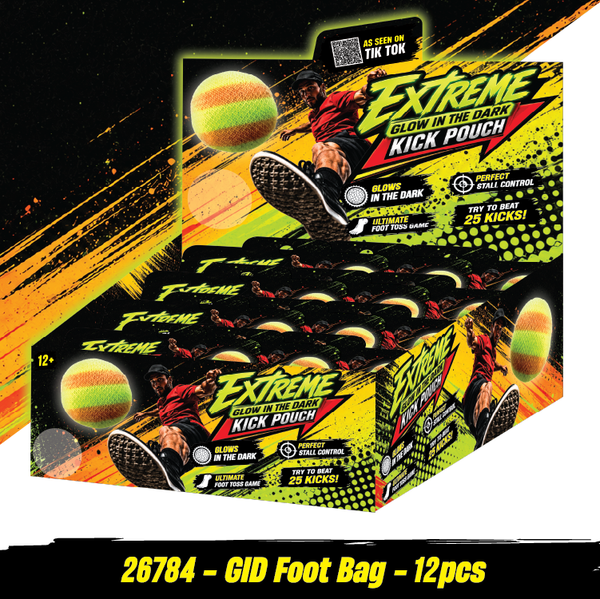 Kick Drop Glow-in-the-Dark Foot Bag Game - 12 Pieces Per Retail Ready Display 26784