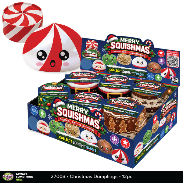 Fun Doh Merry Squishmas Squishy Christmas Dumplings - 12 Pieces Per Retail Ready Display 27003