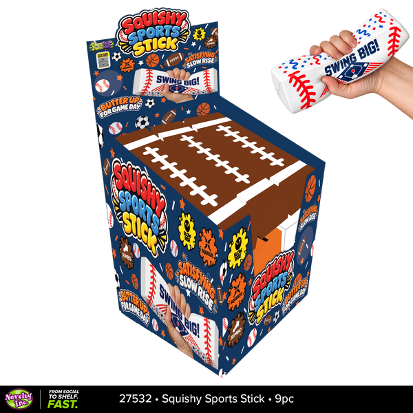 Fun Doh™ SquishZilla™ Slow Rise Jumbo Sports Squishy Stick - 9 Pieces Per Retail Ready Display 27532