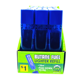 18ML Torch Blue Bulk Butane Refill - 18 Pieces Per Retail Ready Display 41355