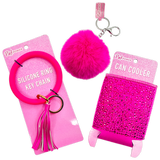 Pink Power Key Chain and Can Cooler Assortment - 18 Pieces Per Retail Ready Display 88528