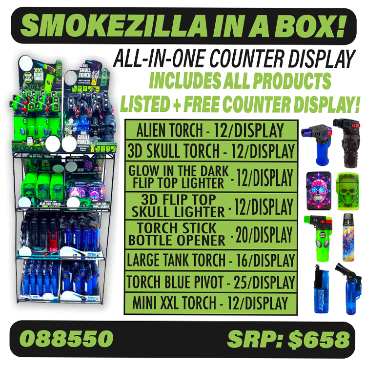 Curated Smokezilla Countertop Lighter Display - 4 Tier 88550 SMOKEZILLA