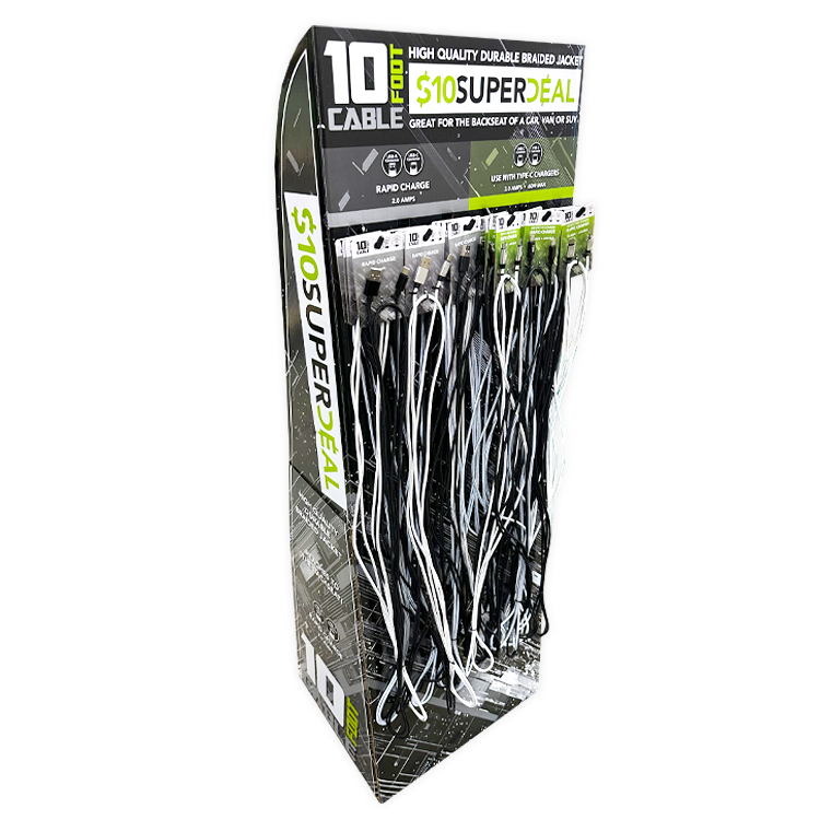 10FT Basic Sync and Charge Cable Assortment - 24 Pieces Per Retail Ready Display Kit 88621 GADGET GEAR