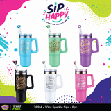 Sip Happy Insulated Drinkware with Straw Topper Assortment Floor Display - 26 Pieces Per Retail Ready Display Kit 88635