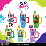 Sip Happy Insulated Drinkware with Straw Topper Assortment Floor Display - 26 Pieces Per Retail Ready Display Kit 88635