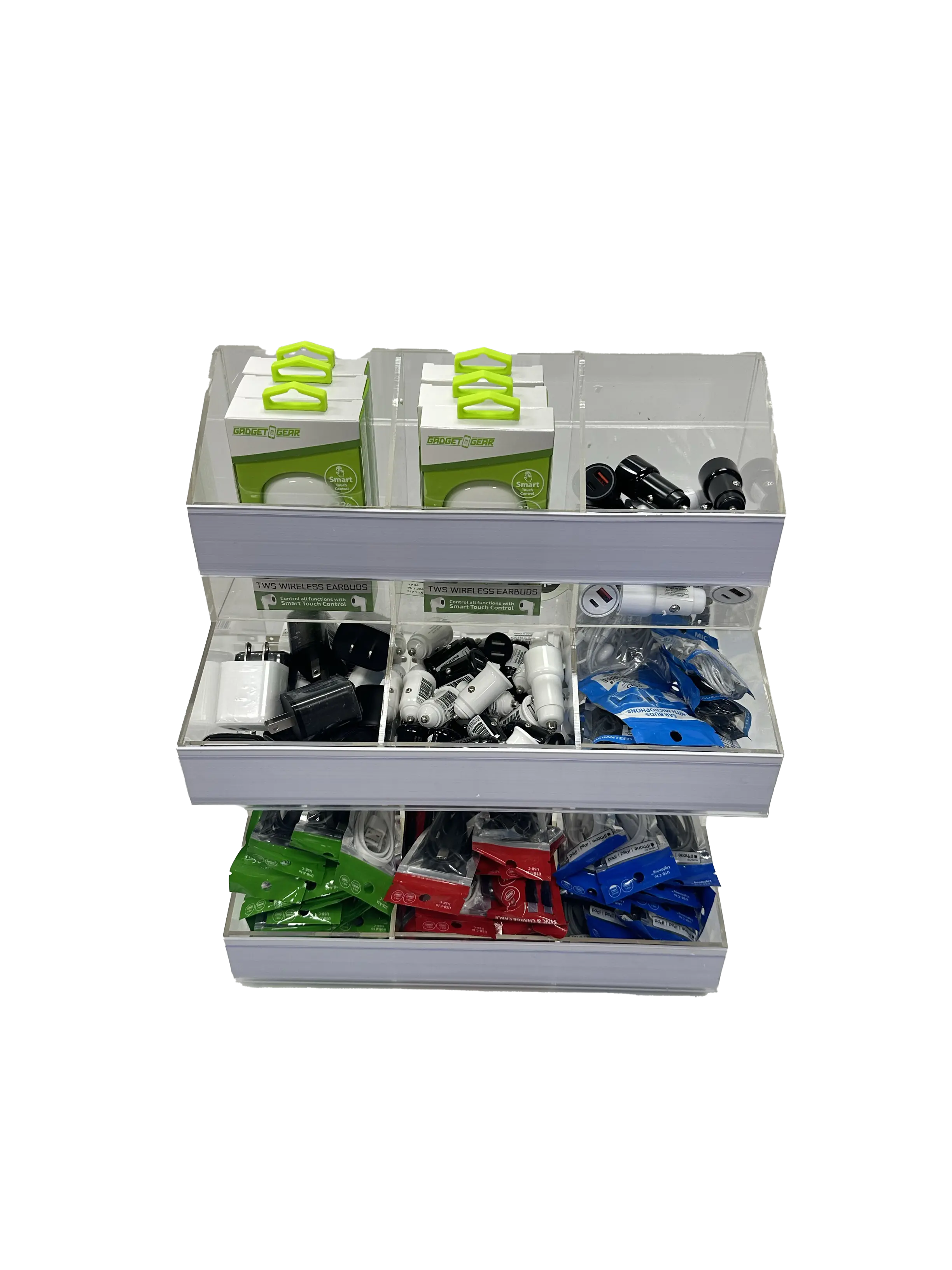 Technology Accessories Assortment 9-Bin Countertop Display 88700 NOVELTY INC