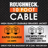 10FT Braided Sync and Charge Cable Assortment Floor Display - 24 Pieces Per Retail Ready Display Kit 88628
