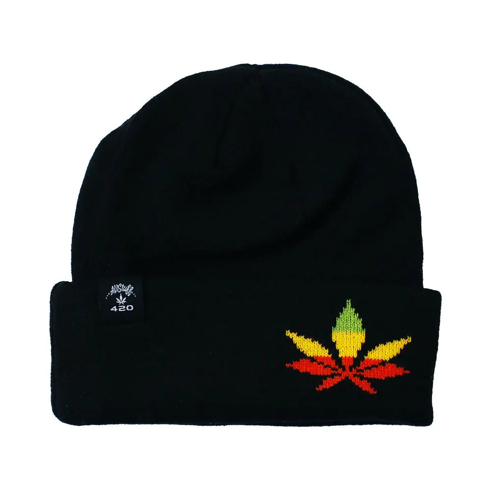 Hemp Leaf Knit Pocket Beanie - Select Your Style - 1 Per Pack ALL STUFF 420