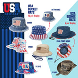 USA Bucket and Boonie Patriotic Hat Assortment Floor Display - 18 Pieces Per Retail Ready Display 88536